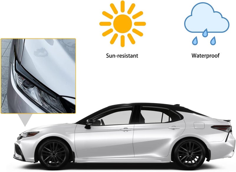 CKE for 8th Gen Camry Compatible with Toyota Camry 2024 2023 2022 2021 2020 2019 2018 Accessories (Not fit 2025+) Aggressive Look Car Exterior Headlight Eyebrow Eyelid Cover Trim -Glossy Black - Image 5